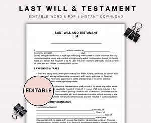 Last Will and Testament Template Editable Last Will and Testament Template Pages Printable Last and Testament, End of Life Planner, Download - Etsy