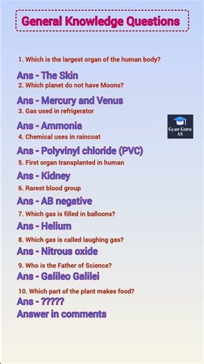 Science General knowledge Questions & Answers - Part 2...