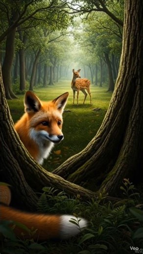 story of the fox and the deer #ai #fox #deer #shorts