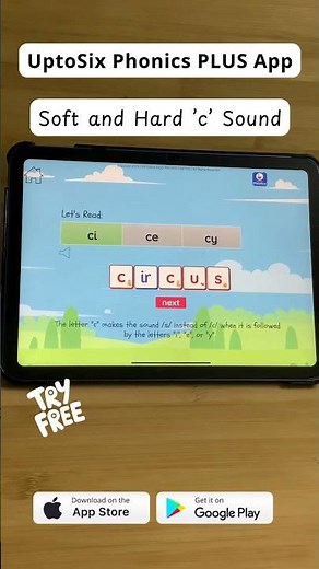 Hard and Soft "c Sound | UptoSix Phonics PLUS App
