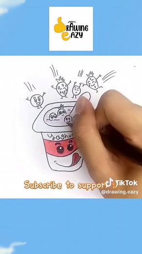 Easy Tutorial: How to Draw Yoghurt Step by Step