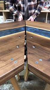 When we were commissioned by our customer in New York to Build this desk, we knew we had to design it in a way that it could ship efficiently and be assembled easily. - We used Festool Connectors to fasten the 2 halves together to create a seamless joint. It’s a great option for furniture that needs to break down for shipping. - For the epoxy, we used a mix of EcoPoxy FlowCast and Metallic Pigments (Ocean, Dolphin, Caviar and Pearl). The swirl pattern you see in the cured epoxy happens naturally