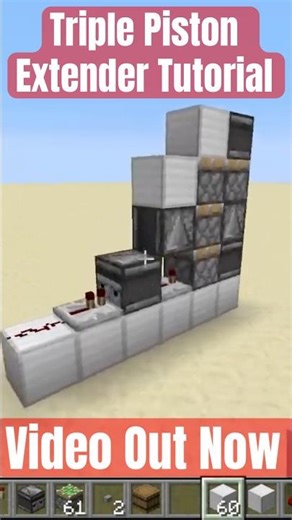 Triple Piston Extender Redstone Tutorial #minecraft