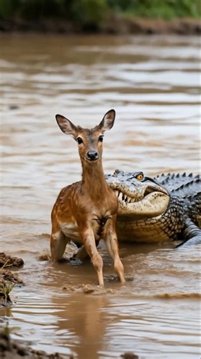 ferocious predator, crocodile attacks deer #wildlife