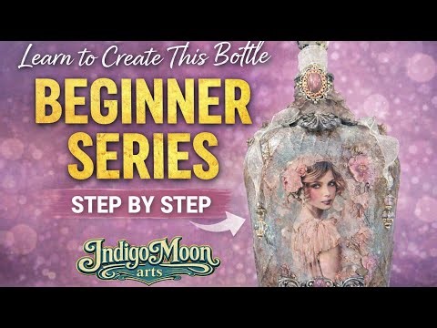 VIDEO 16 - Decoupage Vintage Art Bottle / Attaching Molded Clay Embellishments #decoupage #vintage