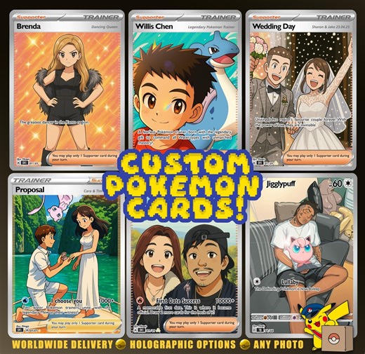 Custom Pokemon Card, Custom Anniversary Trading Card, Pokemon Birthday Card, Pokemon Couple Card, Photo to Pokemon Character - Etsy Australia
