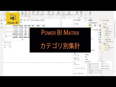 Power BIマトリックスでカテゴリ毎での割合を％表示する