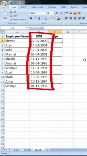 Auto Age Calculator in Excel (Simple Trick) ! ‪@Expert_Bano‬ #ytshorts #shorts