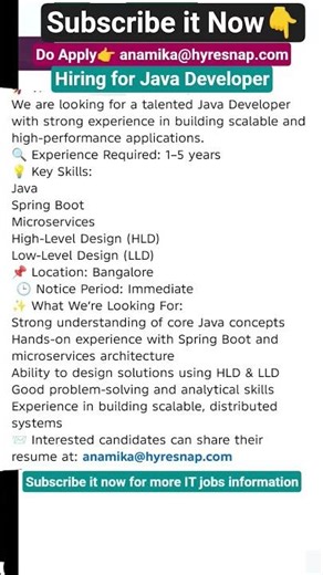 Java developer jobs, High salary package, freshers can apply, Software developer jobs #vacancies