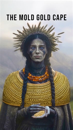 The Mold Cape from north Wales dates to c. 1900 - 1600 BC. The cape was expertly hammered out of a single ingot of gold. This stunning, unique artefact shows Bronze Age Britain was a wealthy and sophisticated society. Reconstruction by @ancienteuropeans2 | Dan Davis - Author