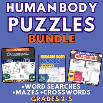 Human Body Puzzles Bundle Parts Organs Face Actions Senses Grades 2-5
