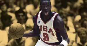 Legendary coach Bob Knight when he scolded Michael Jordan for not setting screens