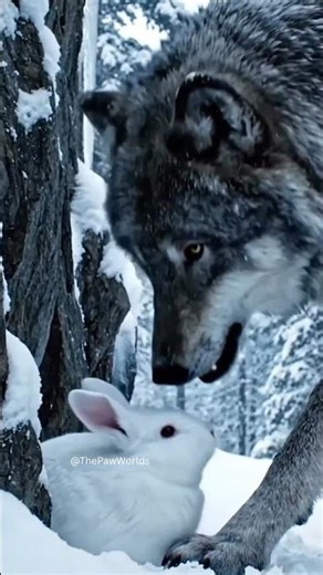 Wolf Corners a Rabbit... The Ending Will Shock You! 🐺❄️ #shorts