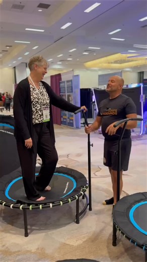 At the Active Aging event, we met Karen — it was her first time on the rebounder! 💪 and she shared how the stability bar gave her independence and purpose while moving again. 🎃 If you’ve been thinking about getting one, now’s the time! Enjoy 15% off sitewide this Halloween season. 👉 Purchase your stability bar today and start bouncing with confidence! #Leapsandrebounds #ReboundingForAll #ActiveAging #MiniTrampolineWorkout #LowImpactFitness | Leaps and Rebounds