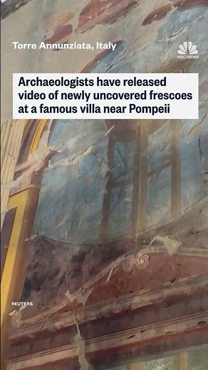 Archaeologists have released video of newly uncovered frescoes at a famous villa near Pompeii