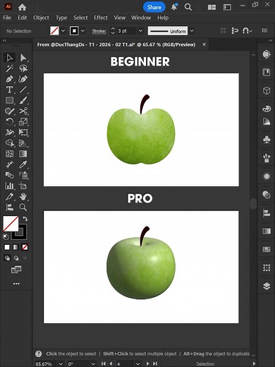 Adobe Illustrator 2026 - Tips for creating a 3D Green Apple like a PRO #ducthangds #illustration #illustrator #illustratortips