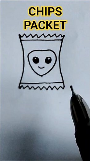 Cute Chips Packets Drawing | Easy Step By Step Drawing Tutorial For Kids #art #shorts #ytshorts