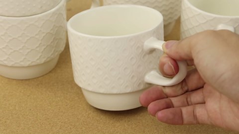 HORLIMER 10 oz Ceramic Coffee Mug Set of 6, White Coffee Cups with Handle for Tea, Latte, Cocoa, Milk, Cappuccino