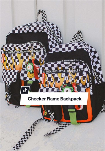 FAST FRIENDS - CHECKER FLAME BACKPACK ❤️‍🔥 Presale is happening NOW. Shipping 8/14 8/15 ‼️ Classic size 15