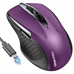 Rechargeable Wireless Mouse,Bluetooth Mouse(BT5.0/3.0 & 2.4G),Wireless Mouse with USB Receiver,4800 DPI Optical Tracking,6 Adjustable DPI,Ergonomic Grips,6 Buttons