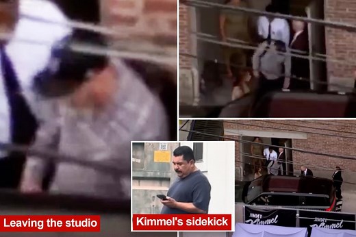 ‘F–king livid’ Jimmy Kimmel, sidekick Guillermo Rodriguez spotted leaving LA studio after ABC yanks ‘Live!’ from air
