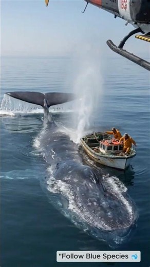 BLUE WHALE SURFACES — BENEATH FISHING BOAT #BlueSpecies #BlueWhale #BiggestAnimal