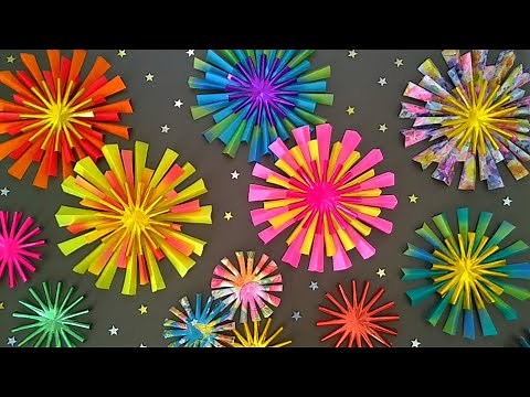 【簡単✨折り紙】花火の作り方🎇夏はコレで決まり！【壁面飾り】華やかな立体感✨ DIY How to make origami fireworks.paper craft