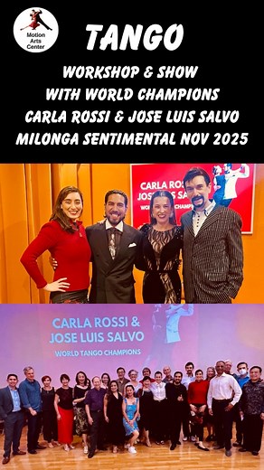 ✨What an incredible night last Saturday at our Milonga Sentimental! ❤️ A huge THANK YOU to everyone who joined us and made this event such a success — your warmth and energy made it truly special! 🥰 A special shoutout to the amazing World Tango Champions Carla Rossi & Jose Luis Salvo for their inspiring workshop and breathtaking performance — what a gift to witness such artistry and passion! 💃🕺 We can’t wait to see you all back on the dance floor soon at Motion Arts Center! 🎶💫 #Tango #World