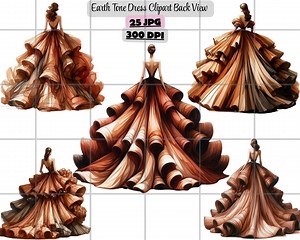 Aquarelle robe longue des cliparts, des cliparts robe de bal, couleur terre robe des cliparts vue arrière en téléchargement numérique haute qualité pour utilisation commerciale de travaux manuels - Etsy France