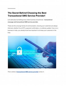The Secret Behind Choosing the Best Transactional SMS Service Provider! - SlideServe