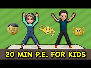20 Min P.E. Power-Up: Fun Kids Workout at Home! - Videos For Kids