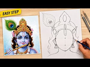 How to draw lord krishna drawing | Janmashtami drawing