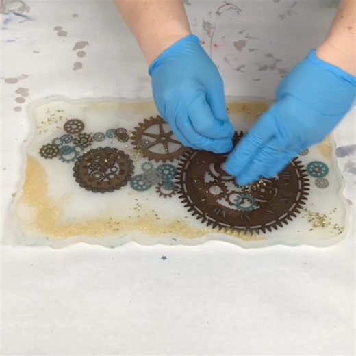 I am completely in love with this steampunk resin tray!!! More coming soon :) | Mixed Media Girl