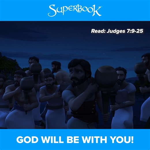 God was with Gideon! He gave him the strength and courage to overcome the Midianites. 😯💪🏽👏🏽 SuperParents, just like Gideon, you’re never alone. God will give you the strength to fulfill your calling—to be a light in your home and a guide to your kids! 🏡 . . . . . SUPERBOOK Bringing Bible Stories and Jesus' love to kids everywhere Series App Academy Outreach | Superbook