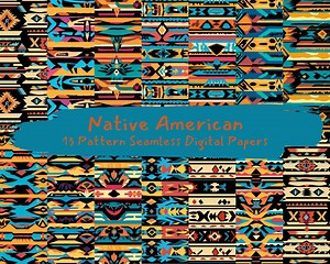 Native American Pattern Seamless Digital Papers - Printable Scrapbook Paper Png Instant Download Commercial Use 300dpi - Etsy UK