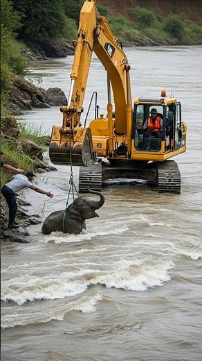 Incredible Excavator Rescue! Baby Elephant Saved from Muddy Well