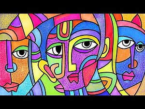 Cubism Picasso inspired Abstract portrait | Cubist lesson | How to draw Cubism faces
