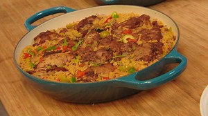 This one-pot recipe for Puerto Rican Rice With Pigeon Peas (Arroz Con Gandules) Chicken comes from chef Millie Peartree. RECIPE > https://rach.tv/39LcSFX | Rachael Ray Show