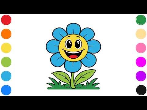 🌻 Happy Smiling Flower 🌸 Kids Coloring Fun 🎨