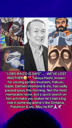 Remembering Takaya Hashi: Voice of Beloved Anime Characters