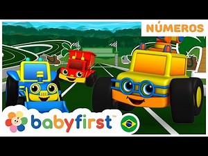 Novo programa - O 123, e já! | Contando animais de 1 a 10 | Carros de corrida + | BabyFirst Brasil