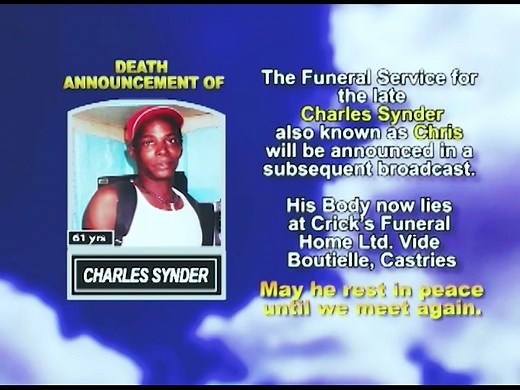 DBS Televisied Obituaries for - Wednesday 20th November 2024 | Dbstvstlucia