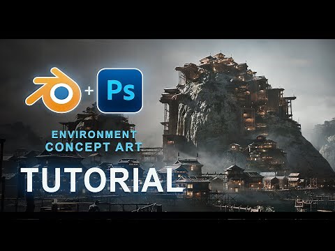 Create a Fantasy City! Environment Concept Art Tutorial with Blender and Photoshop Trailer