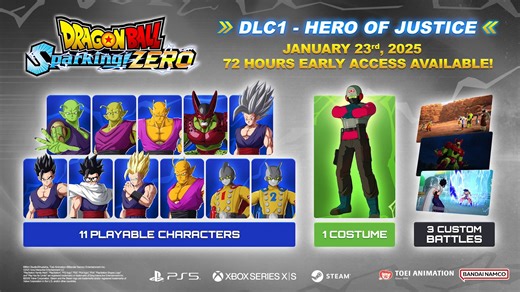 ¡Mira lo último de #DragonBall: #SparkingZero! para ver lo que viene con el #DLC 1 #HeroofJusticePack. #HeroofJustice incluye 11 nuevos personajes como #Gamma1, #Gohan (SH), #Piccolo (SH), #Gamma2, #CellMax y más. El paquete Héroe de la Justicia también trae 1 traje exclusivo y 3 batallas personalizadas. También se introduce el modo #LegendaryWarriorFaceOff. Por tiempo limitado, puedes desafiarte a ti mismo contra personajes con niveles de poder altísimos, siendo #Broly el primero. el #EarlyAcce