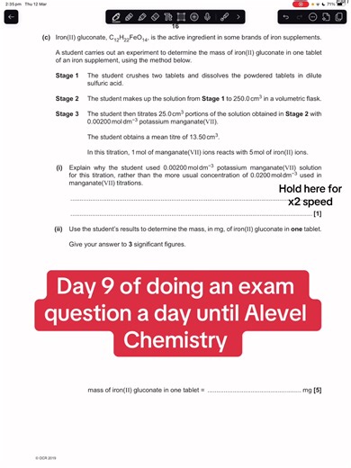 Part 9 | Titration exam question #chemistry #alevels #alevelchemistry #revision #fyp