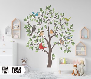 Tree Kit Wall Decal, Fabric Tree Kit Wall Decal, Tree Kit With Birds Wall Decal, Nursery Wall Decal - Etsy
