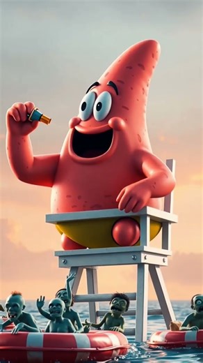 Giant SpongeBob & Friends Teach Tiny Zombies to Swim in Epic Bikini Bottom Pool!#spongebob #viral