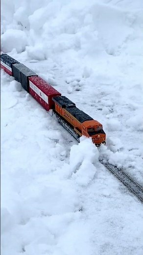 Model Train Pushes Through Snow Pile #train #railroad #snowday