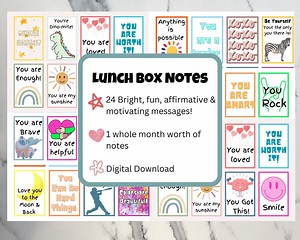 Lunch Box Notes: 24 Kids' Affirmation Cards (digital Download) - Etsy