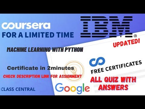 Machine Learning with Python, All Quiz Answers.#coursera #quizanswers #digitalmarketing